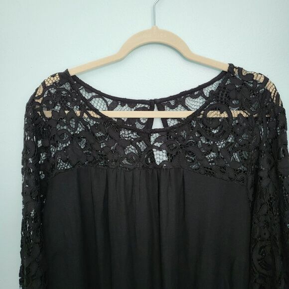 NWT OLD NAVY Dress Womens 3X Plus Size Black Lace Keyhole Back 3/4 Sleeve Shift - Picture 3 of 9